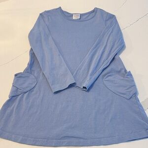 Hanna Andersson Blue Long Sleeve Dress with Heart Pockets Girls size 6 - 7